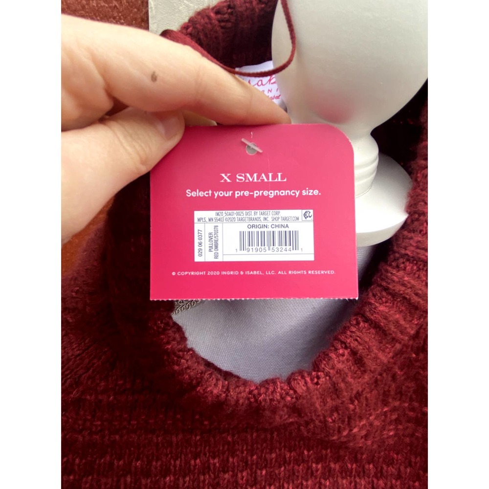 NWT Isabel Maternity Burgundy/Hot Pink Ombre Oversized Bulky Knit Sweater - Picture 3 of 6